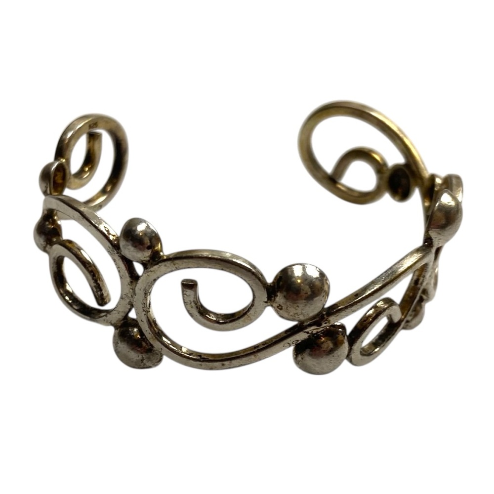 Sterling Silver Cuff Bracelet Scrollwork Mexico 925 - Picture 4 of 10